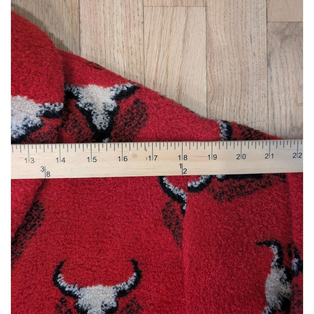 Vintage Barn Fly Bronco Bull Fleece Cardigan Jacket Small Ranch Western Red S - Picture 9 of 16